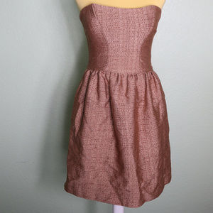 Melissa Tabor Dress Sz S Brown Tweed Strapless